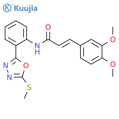 (2E)-3-(3,4-dimethoxyphenyl)-N-{2-5-(methylsulfanyl)-1,3,4-oxadiazol-2-ylphenyl}prop-2-enamide structure