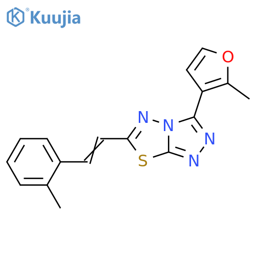3-(2-methylfuran-3-yl)-6-(E)-2-(2-methylphenyl)ethenyl-1,2,4triazolo3,4-b1,3,4thiadiazole structure