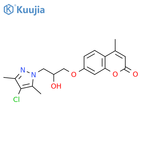 7-3-(4-chloro-3,5-dimethyl-1H-pyrazol-1-yl)-2-hydroxypropoxy-4-methyl-2H-chromen-2-one structure