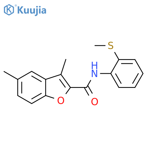 3,5-dimethyl-N-2-(methylsulfanyl)phenyl-1-benzofuran-2-carboxamide structure