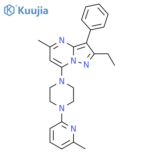 1-{2-ethyl-5-methyl-3-phenylpyrazolo1,5-apyrimidin-7-yl}-4-(6-methylpyridin-2-yl)piperazine structure