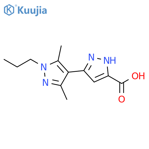 3',5'-dimethyl-1'-propyl-1H,1'H-3,4'-bipyrazole-5-carboxylic acid structure