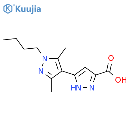 1'-butyl-3',5'-dimethyl-1H,1'H-3,4'-bipyrazole-5-carboxylic acid structure