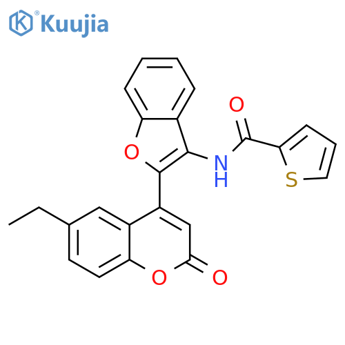 N-2-(6-ethyl-2-oxo-2H-chromen-4-yl)-1-benzofuran-3-ylthiophene-2-carboxamide structure