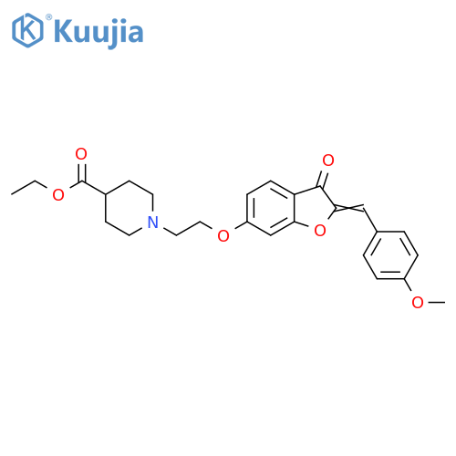 ethyl 1-(2-{(2Z)-2-(4-methoxyphenyl)methylidene-3-oxo-2,3-dihydro-1-benzofuran-6-yloxy}ethyl)piperidine-4-carboxylate structure