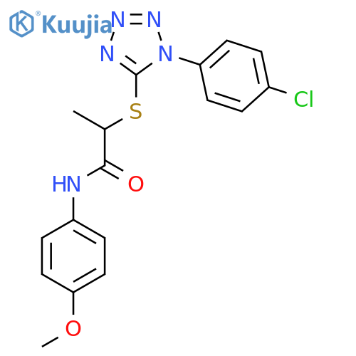 2-{1-(4-chlorophenyl)-1H-1,2,3,4-tetrazol-5-ylsulfanyl}-N-(4-methoxyphenyl)propanamide structure
