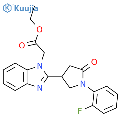 ethyl 2-{2-1-(2-fluorophenyl)-5-oxopyrrolidin-3-yl-1H-1,3-benzodiazol-1-yl}acetate structure