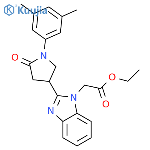 ethyl 2-{2-1-(3,5-dimethylphenyl)-5-oxopyrrolidin-3-yl-1H-1,3-benzodiazol-1-yl}acetate structure