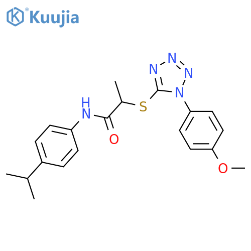 2-{1-(4-methoxyphenyl)-1H-1,2,3,4-tetrazol-5-ylsulfanyl}-N-4-(propan-2-yl)phenylpropanamide structure