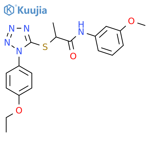 2-{1-(4-ethoxyphenyl)-1H-1,2,3,4-tetrazol-5-ylsulfanyl}-N-(3-methoxyphenyl)propanamide structure