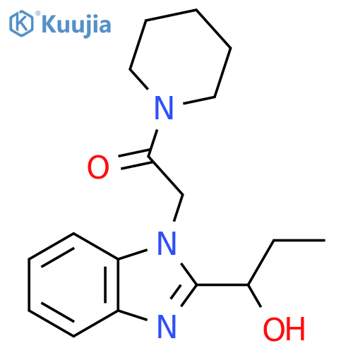 2-2-(1-hydroxypropyl)-1H-1,3-benzodiazol-1-yl-1-(piperidin-1-yl)ethan-1-one structure