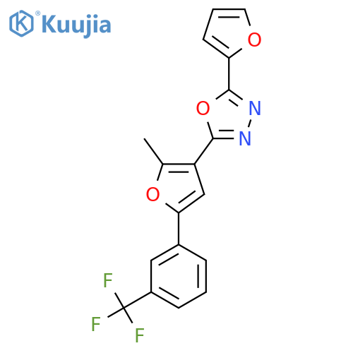 2-(furan-2-yl)-5-{2-methyl-5-3-(trifluoromethyl)phenylfuran-3-yl}-1,3,4-oxadiazole structure
