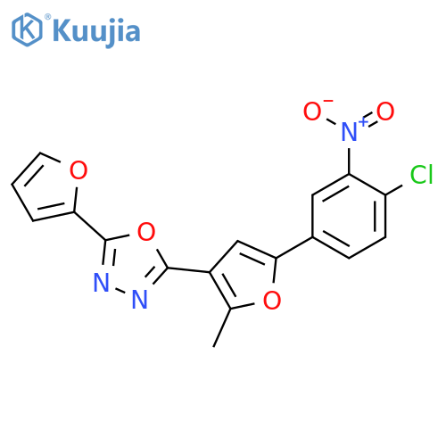 2-5-(4-chloro-3-nitrophenyl)-2-methylfuran-3-yl-5-(furan-2-yl)-1,3,4-oxadiazole structure
