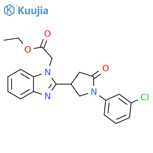 ethyl 2-{2-1-(3-chlorophenyl)-5-oxopyrrolidin-3-yl-1H-1,3-benzodiazol-1-yl}acetate structure