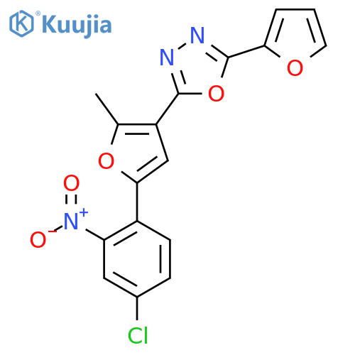 2-5-(4-chloro-2-nitrophenyl)-2-methylfuran-3-yl-5-(furan-2-yl)-1,3,4-oxadiazole structure