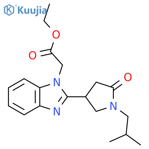 ethyl 2-{2-1-(2-methylpropyl)-5-oxopyrrolidin-3-yl-1H-1,3-benzodiazol-1-yl}acetate structure