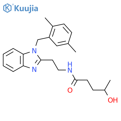 N-(2-{1-(2,5-dimethylphenyl)methyl-1H-1,3-benzodiazol-2-yl}ethyl)-4-hydroxypentanamide structure