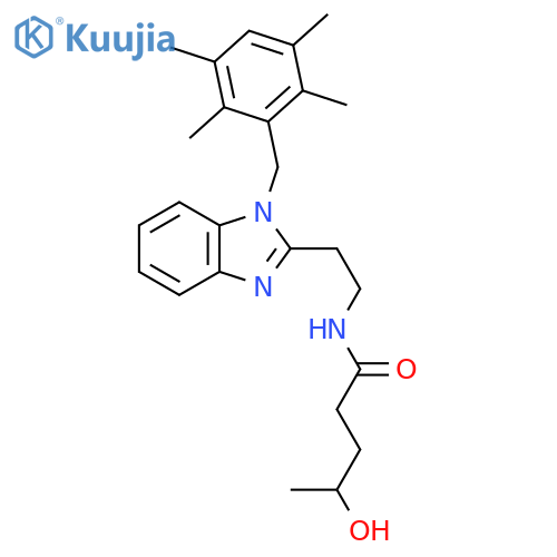 4-hydroxy-N-(2-{1-(2,3,5,6-tetramethylphenyl)methyl-1H-1,3-benzodiazol-2-yl}ethyl)pentanamide structure