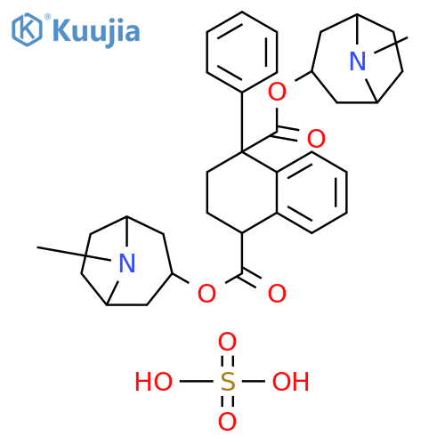 1,4-Naphthalenedicarboxylic acid, 1,2,3,4-tetrahydro-1-phenyl-,bis(8-methyl-8-azabicyclo[3.2.1]oct-3-yl) ester, sulfate (1:2) structure