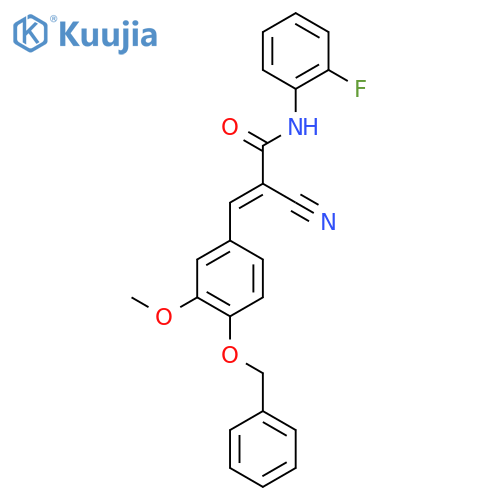 3-[4-(benzyloxy)-3-methoxyphenyl]-2-cyano-N-(2-fluorophenyl)prop-2-enamide structure
