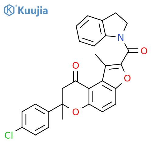 11-(4-chlorophenyl)-4-(2,3-dihydro-1H-indole-1-carbonyl)-3,11-dimethyl-5,10-dioxatricyclo7.4.0.0,2,6trideca-1,3,6,8-tetraen-13-one structure