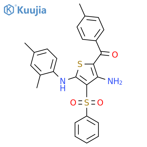 3-(benzenesulfonyl)-N2-(2,4-dimethylphenyl)-5-(4-methylbenzoyl)thiophene-2,4-diamine structure