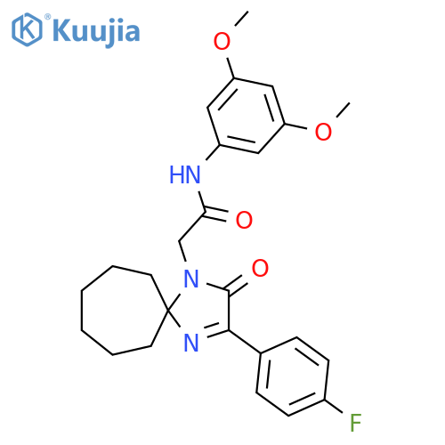 N-(3,5-dimethoxyphenyl)-2-3-(4-fluorophenyl)-2-oxo-1,4-diazaspiro4.6undec-3-en-1-ylacetamide structure