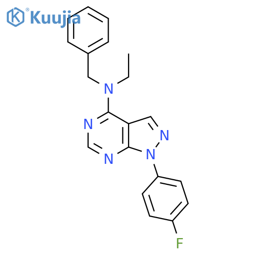 N-benzyl-N-ethyl-1-(4-fluorophenyl)-1H-pyrazolo3,4-dpyrimidin-4-amine structure