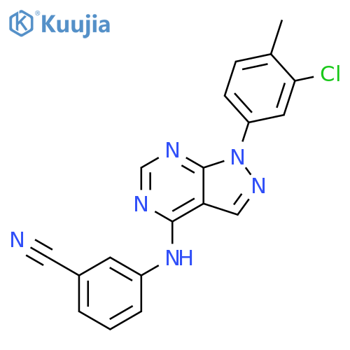 3-{1-(3-chloro-4-methylphenyl)-1H-pyrazolo3,4-dpyrimidin-4-ylamino}benzonitrile structure