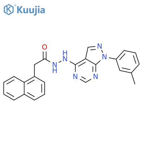 N'-1-(3-methylphenyl)-1H-pyrazolo3,4-dpyrimidin-4-yl-2-(naphthalen-1-yl)acetohydrazide structure