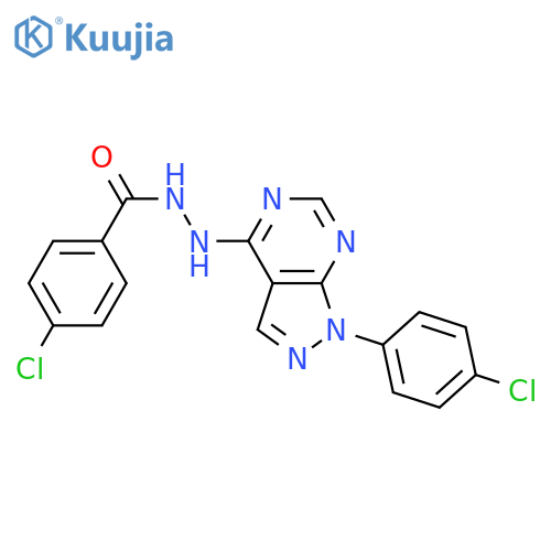 4-chloro-N'-1-(4-chlorophenyl)-1H-pyrazolo3,4-dpyrimidin-4-ylbenzohydrazide structure