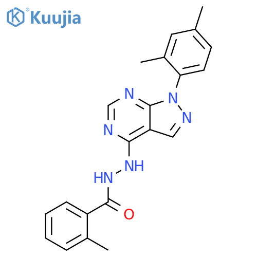 N'-1-(2,4-dimethylphenyl)-1H-pyrazolo3,4-dpyrimidin-4-yl-2-methylbenzohydrazide structure