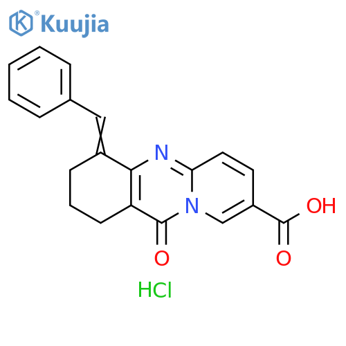 1H-Pyrido[2,1-b]quinazoline-8-carboxylic acid,2,3,4,11-tetrahydro-11-oxo-4-(phenylmethylene)-, monohydrochloride structure