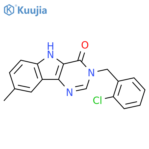 3-(2-chlorobenzyl)-8-methyl-3,5-dihydro-4H-pyrimido[5,4-b]indol-4-one structure