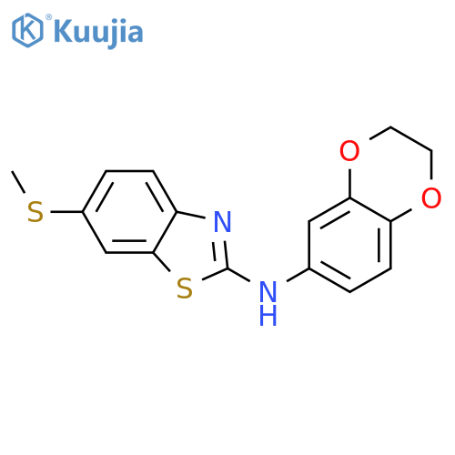 N-(2,3-dihydro-1,4-benzodioxin-6-yl)-6-(methylsulfanyl)-1,3-benzothiazol-2-amine structure