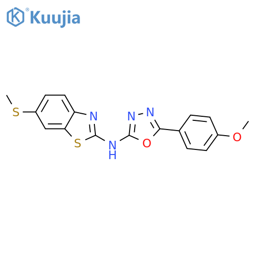 N-5-(4-methoxyphenyl)-1,3,4-oxadiazol-2-yl-6-(methylsulfanyl)-1,3-benzothiazol-2-amine structure