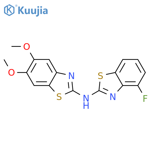 N-(4-fluoro-1,3-benzothiazol-2-yl)-5,6-dimethoxy-1,3-benzothiazol-2-amine structure