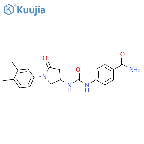 4-({1-(3,4-dimethylphenyl)-5-oxopyrrolidin-3-ylcarbamoyl}amino)benzamide structure