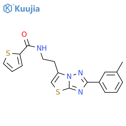 N-{2-2-(3-methylphenyl)-1,2,4triazolo3,2-b1,3thiazol-6-ylethyl}thiophene-2-carboxamide structure