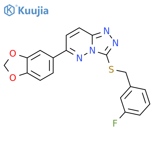 6-(2H-1,3-benzodioxol-5-yl)-3-{(3-fluorophenyl)methylsulfanyl}-1,2,4triazolo4,3-bpyridazine structure
