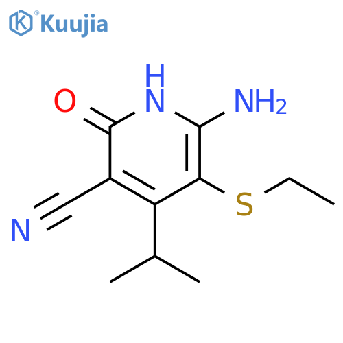 3-Pyridinecarbonitrile, 6-amino-5-(ethylthio)-1,2-dihydro-4-(1-methylethyl)-2-oxo- structure