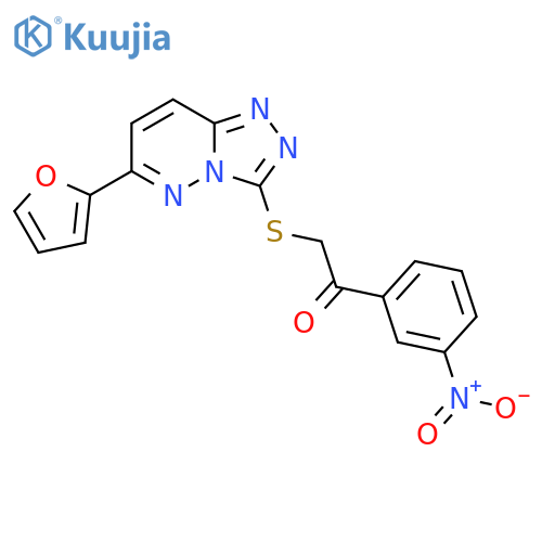 2-{6-(furan-2-yl)-1,2,4triazolo4,3-bpyridazin-3-ylsulfanyl}-1-(3-nitrophenyl)ethan-1-one structure