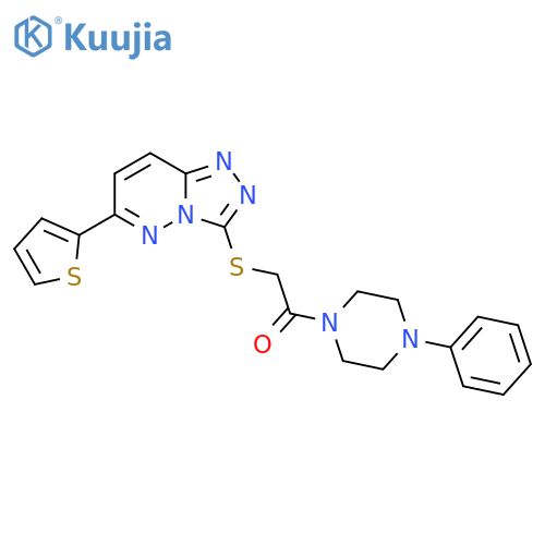 1-(4-phenylpiperazin-1-yl)-2-{6-(thiophen-2-yl)-1,2,4triazolo4,3-bpyridazin-3-ylsulfanyl}ethan-1-one structure