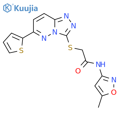 N-(5-methyl-1,2-oxazol-3-yl)-2-{6-(thiophen-2-yl)-1,2,4triazolo4,3-bpyridazin-3-ylsulfanyl}acetamide structure