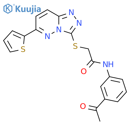 N-(3-acetylphenyl)-2-{6-(thiophen-2-yl)-1,2,4triazolo4,3-bpyridazin-3-ylsulfanyl}acetamide structure