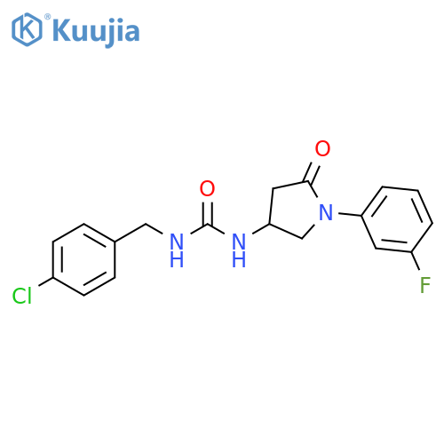 1-(4-chlorophenyl)methyl-3-1-(3-fluorophenyl)-5-oxopyrrolidin-3-ylurea structure