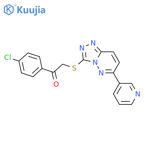 1-(4-chlorophenyl)-2-{6-(pyridin-3-yl)-1,2,4triazolo4,3-bpyridazin-3-ylsulfanyl}ethan-1-one structure
