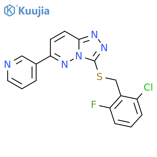 3-(3-{(2-chloro-6-fluorophenyl)methylsulfanyl}-1,2,4triazolo4,3-bpyridazin-6-yl)pyridine structure