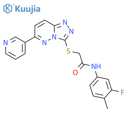 N-(3-fluoro-4-methylphenyl)-2-{6-(pyridin-3-yl)-1,2,4triazolo4,3-bpyridazin-3-ylsulfanyl}acetamide structure