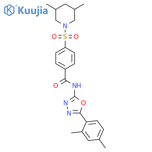 N-5-(2,4-dimethylphenyl)-1,3,4-oxadiazol-2-yl-4-(3,5-dimethylpiperidin-1-yl)sulfonylbenzamide structure